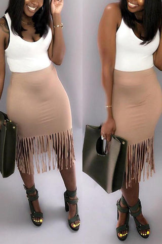 Sexy Slim-Fit Tassel Hip-Package Skirt