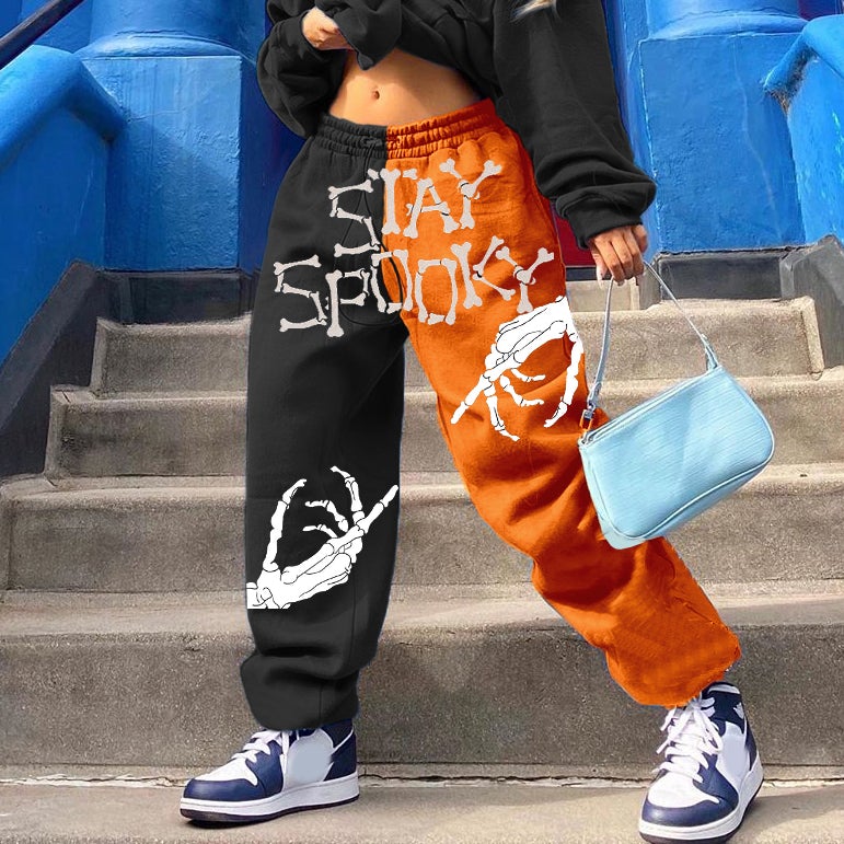 Halloween print Loose fitness track pants