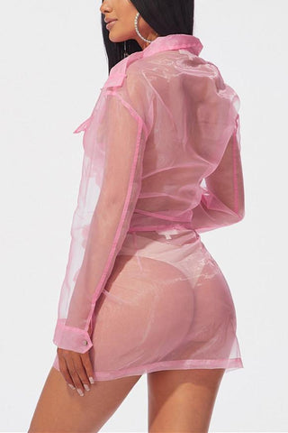 Fashion Casual Gauze Buckle  Two-Pieces Set