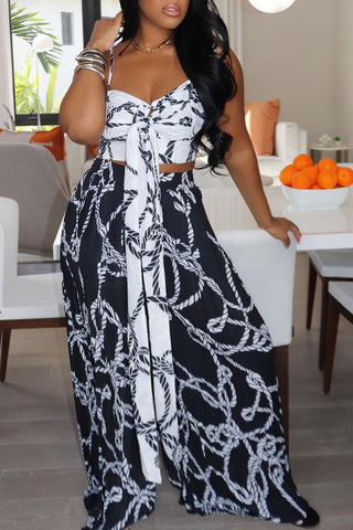 Free-shipping-online-clothing-pre-saleplus-size-casual-all-over-print-crop-top-wide-leg-pant-two-piece-set