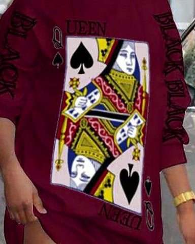Online-clothing-poker-letter-print-long-sleeve-casual-dress-1