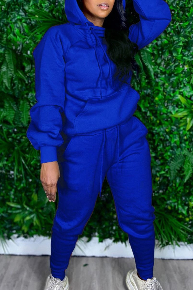 Free-shipping-online-clothing-plus-size-casual-long-sleeve-hooded-collar-regular-sleeve-regular-solid-two-pieces