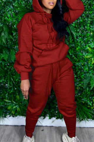 Free-shipping-online-clothing-plus-size-casual-long-sleeve-hooded-collar-regular-sleeve-regular-solid-two-pieces