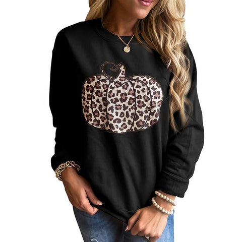 Halloween Pumpkin Leopard Print Sweatshirt