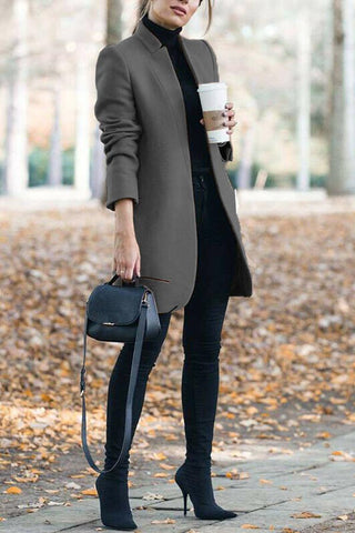 Elegant Fall Outfits Fashion Solid Color Stand-up Collar Coat