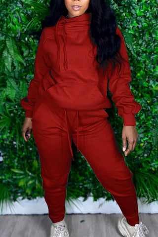 Free-shipping-online-clothing-plus-size-casual-long-sleeve-hooded-collar-regular-sleeve-regular-solid-two-pieces