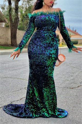 Online-clothing-plus-size-sequin-off-shoulder-bodycon-trailing-maxi-dress