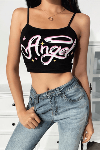 Fashion Sexy Letter Print Sling Top