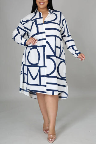 Online-clothing-plus-size-dresses-printed-striped-loose-strap-dress-1