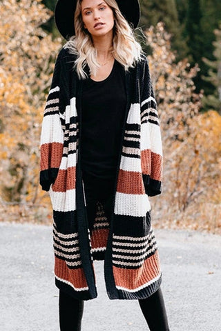 Stripe Long Knit Cardigan