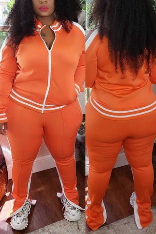 Free-shipping-online-clothing-plus-size-cold-shoulder-striped-top-slit-sweatpants-jogger-outfit-matching-set