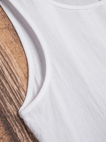 Round Neck Plain Casual Cotton-Blend Casualdress