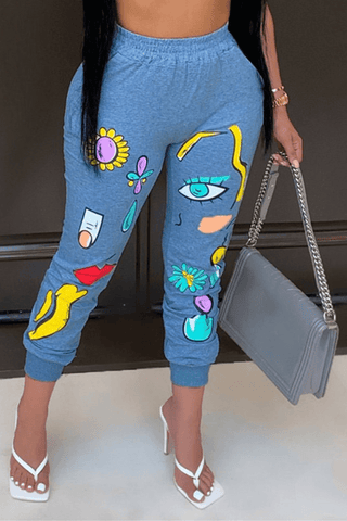 Fashion Lovely Cartoon Print Trousers