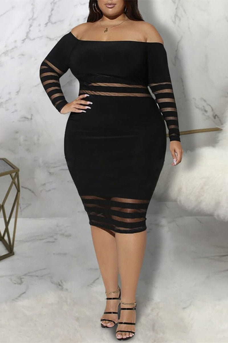 Online-clothing-plus-size-off-shoulder-sheer-mesh-plus-size-bodycon-dress