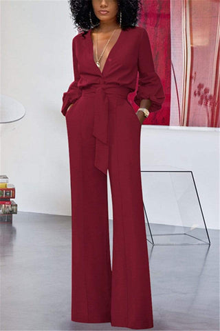 Fashion Sexy Cardigan Slim-Fit Jumpsuit