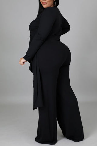 Free-shipping-online-clothing-pre-sale-plus-size-asymmetrical-top-v-neck-long-sleeve-wide-leg-pants-two-pieces-set