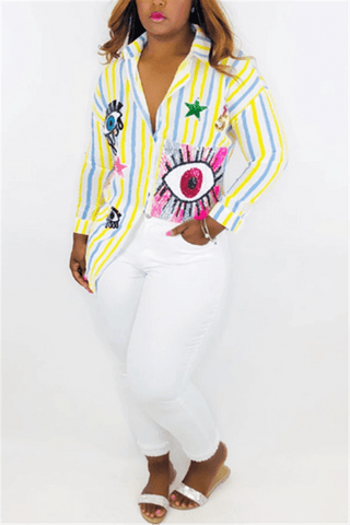 Casual Sexy Striped Pattern Shirt