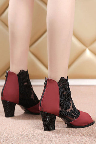 Lace Mesh High-Heeled Sandals Shoes