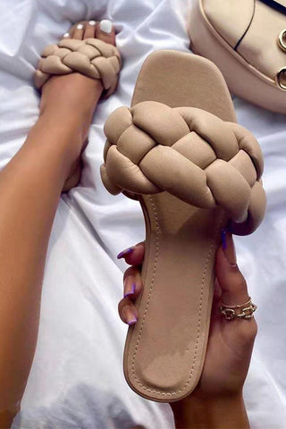 PU Leather Woven Slipper Shoes