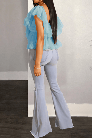 Sexy Mesh Sling Off-Shoulder Top