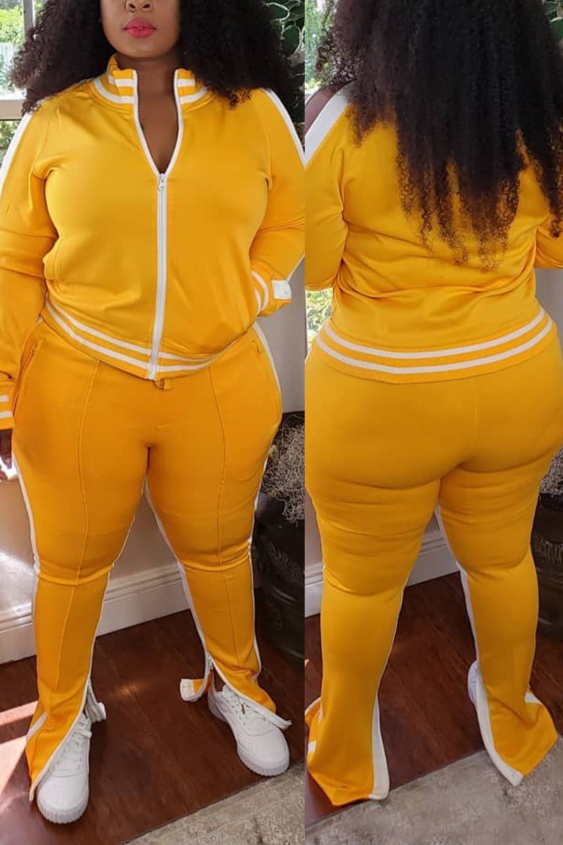 Free-shipping-online-clothing-plus-size-cold-shoulder-striped-top-slit-sweatpants-jogger-outfit-matching-set