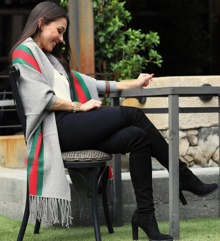 Luxurious Fringe Stripe Shawl