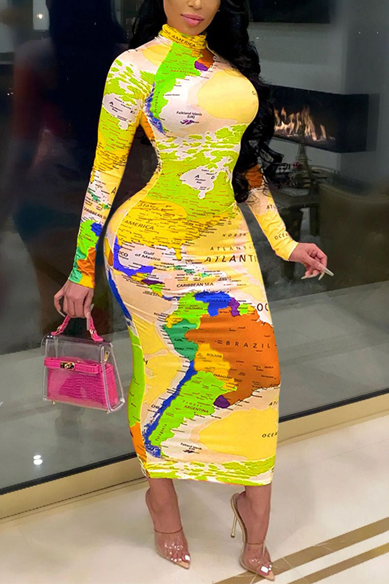 Sale-fashion-freeshipping-style-outfit-l3421219420-british-style-print-turtleneck-a-line-dresses