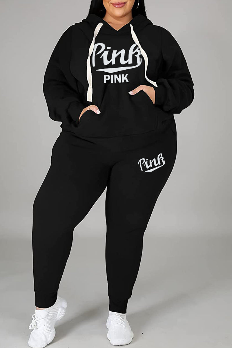 Free-shipping-online-clothing-plus-size-casual-letter-print-basic-hooded-collar-tracksuits