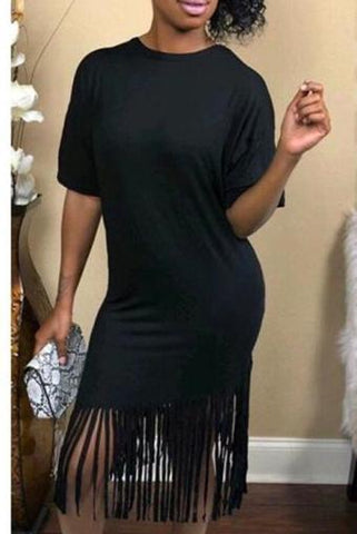 Sexy Round-Neck Fringed Casual Dress