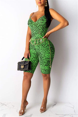 Sexy Fashion Leopard Print Sling Romper
