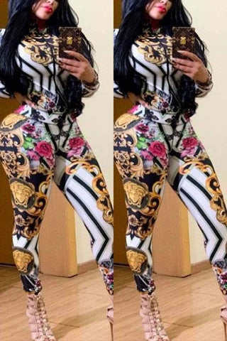 Fashion Sexy Long-Sleeved Straight Body Two-Pieces Set