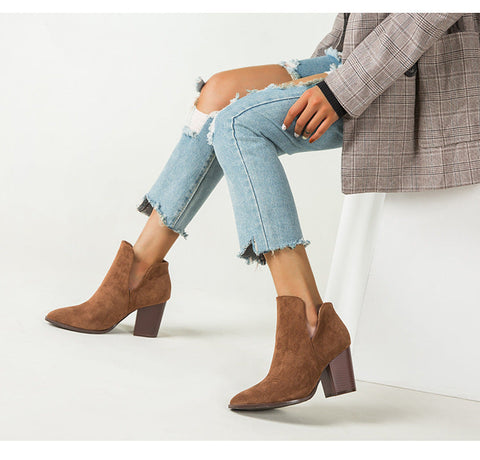 Ankle Pointed Chunky Boots