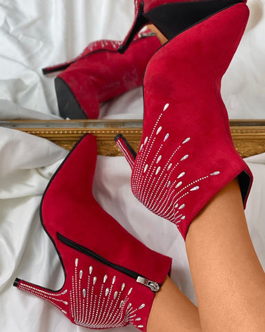 Casual Rhinestone Sequin Stiletto Ankle Boot