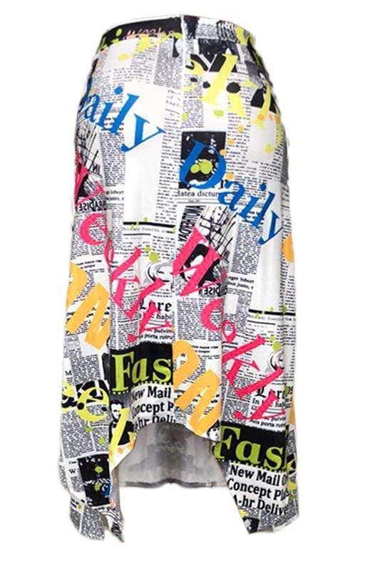 Fashion Casual Printing Irregular Skirt - VogueRegion