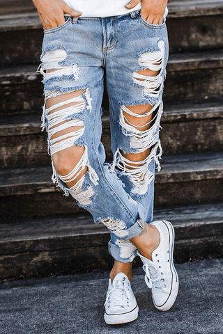 Fashion Ripped Straight Jeans