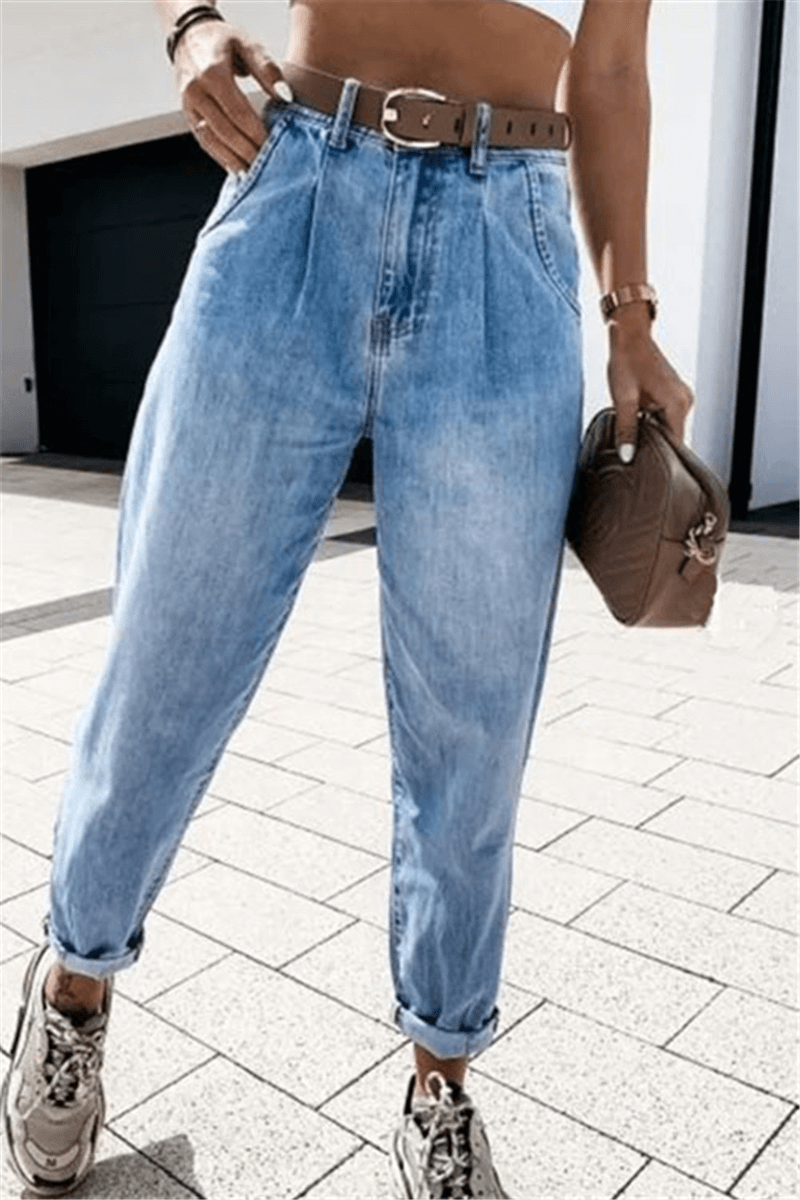 Fashion Casual Regular Solid Color Jeans (Without Belt)