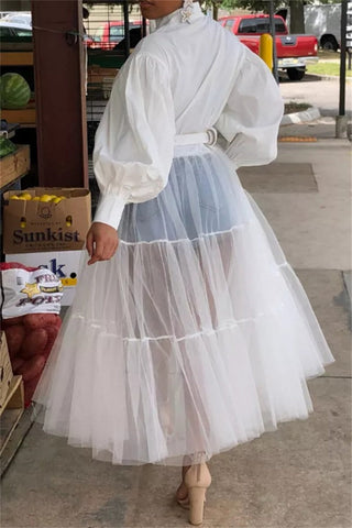 Online-clothing-plus-size-hide-casualmesh-without-belt-mandarin-collar-irregular-dresses