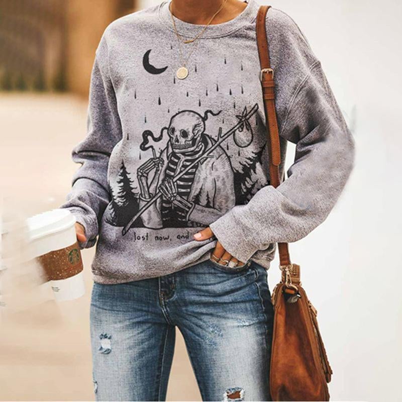 Loose Casual Halloween Print Sweatshirt