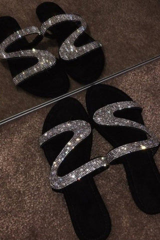 Sweet Sequined Silver Sandalsv Shoes