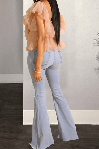 Sexy Mesh Sling Off-Shoulder Top
