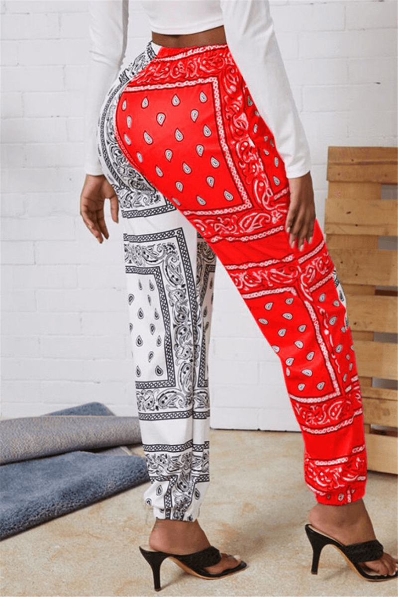 Fashion Casual Regular Patchwork Print Pants