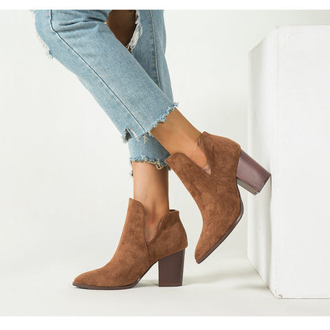 Ankle Pointed Chunky Boots