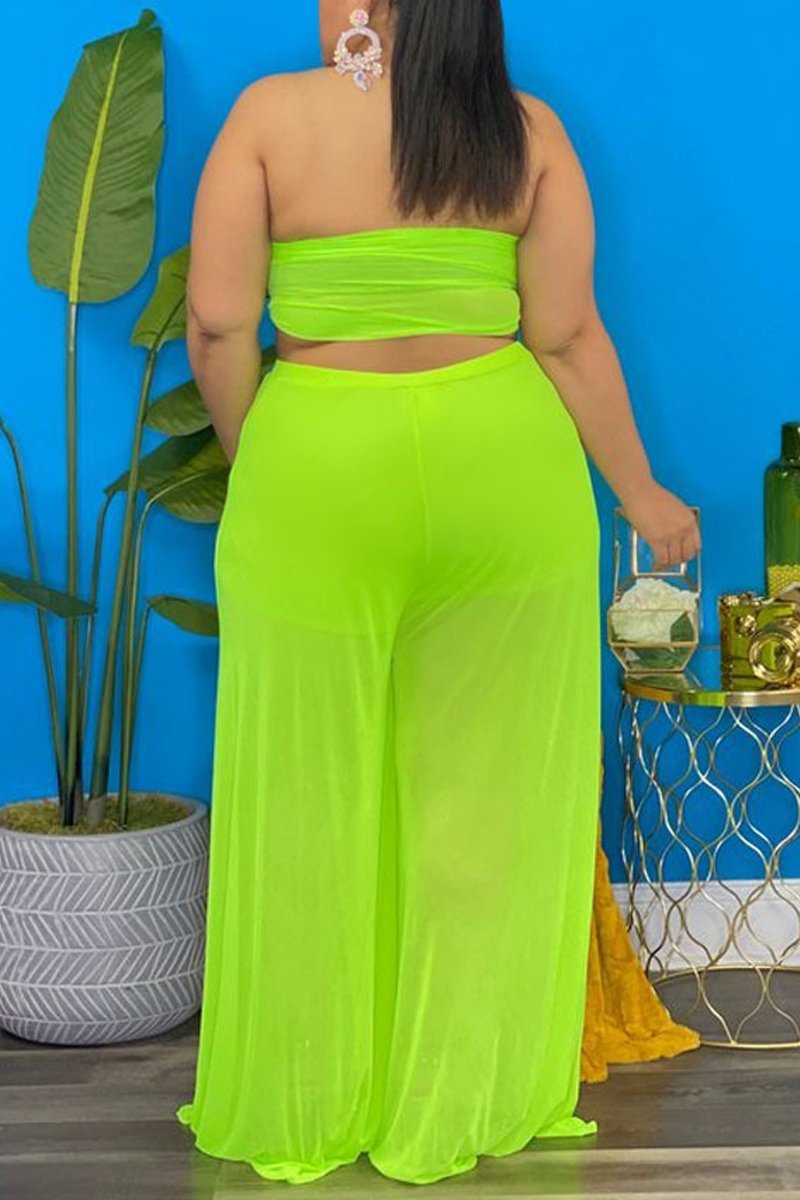 Rodress-freeshipping-see-through-plus-size-lace-up-strapless-top-pants