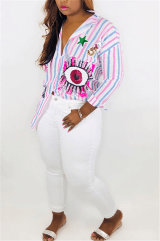Casual Sexy Striped Pattern Shirt
