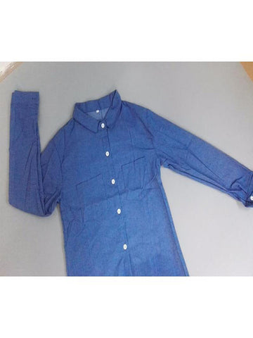 Casual Denim Shirt Female Long-sleeved Plus Size Dress