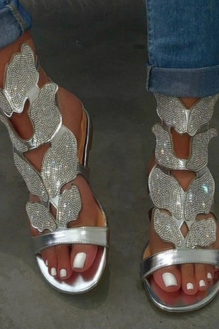 Casual Buttefly Silver Sandals Shoes