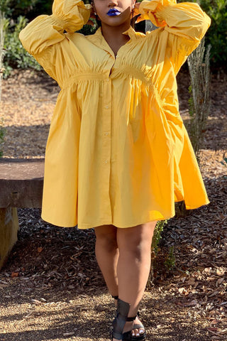 Online-clothing-plus-size-solid-white-button-fold-design-long-sleeve-shirt-mini-dress