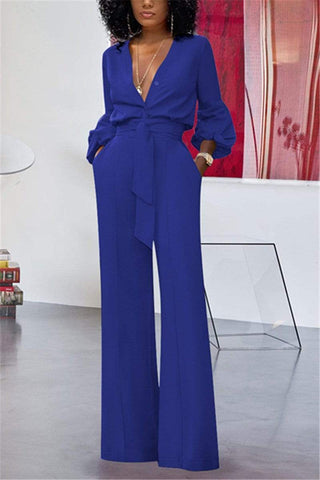 Fashion Sexy Cardigan Slim-Fit Jumpsuit