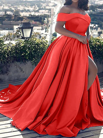 [Pre-Sale] Plus Size Solid Elegant Off The Shoulder Split Maxi Dress