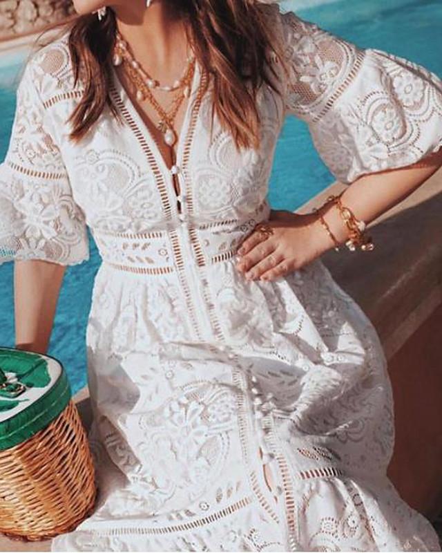 womens-sheath-dress-maxi-long-dress-half-sleeve-solid-color-v-neck-hot-white-blushing-pink-s-m-l-xl-xxl